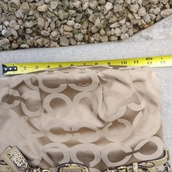 Coach Madison Signature Shoulder Bag 18650 Khaki Natural with Python Trim - Picture 10 of 12